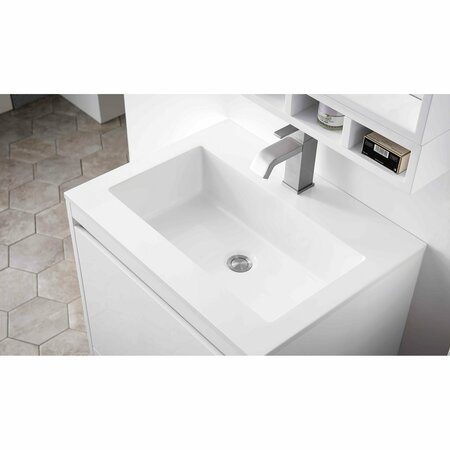 James Martin Vanities 23.6'' Single Vanity, Glossy White, Matte Black Base w/ Glossy White Composite Stone Top 805-V23.6-GW-MB-GW